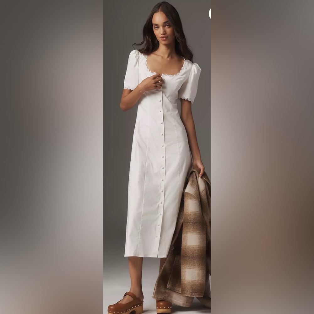 Reformation Alida Organic Cotton Button-Up Midi Dress size 6
